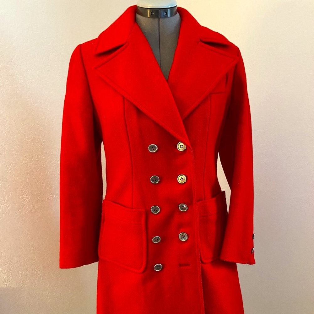 Vintage Wool Coat in true, vibrant red.